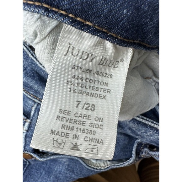 Judy Blue Womens Boyfriend Fit Jeans‎ Denim Blue Distressed Size 7/28 High Rise - Picture 10 of 10